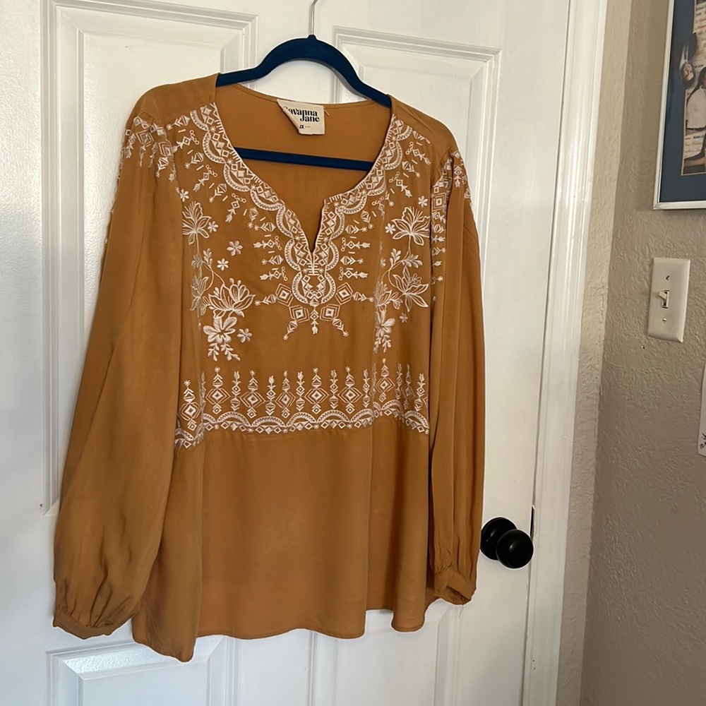 Savanna Jane Mustard Peasant Blouse